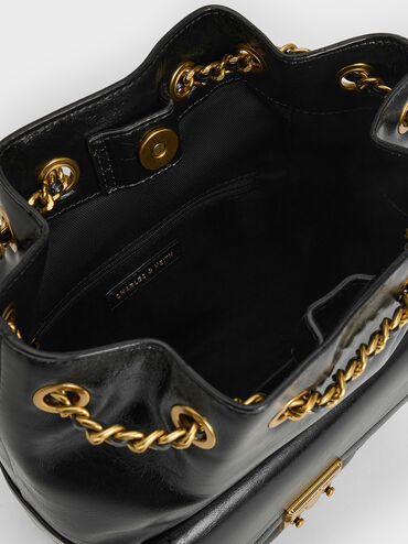 Donna Crinkle-Effect Backpack, Black, hi-res
