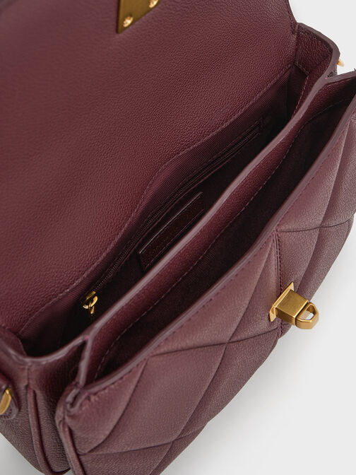 Anwen Quilted Top Handle Bag, Burgundy, hi-res