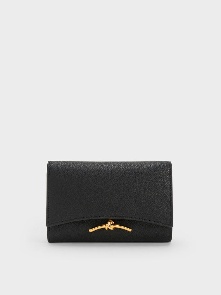 Huxley Metallic-Accent Front Flap Wallet, Black, hi-res