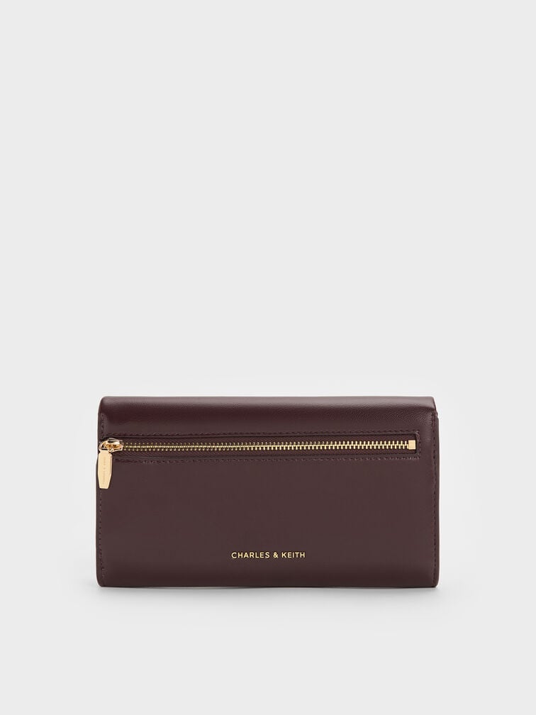 Lilibet Metallic-Accent Chain-Strap Long Wallet, Plum, hi-res