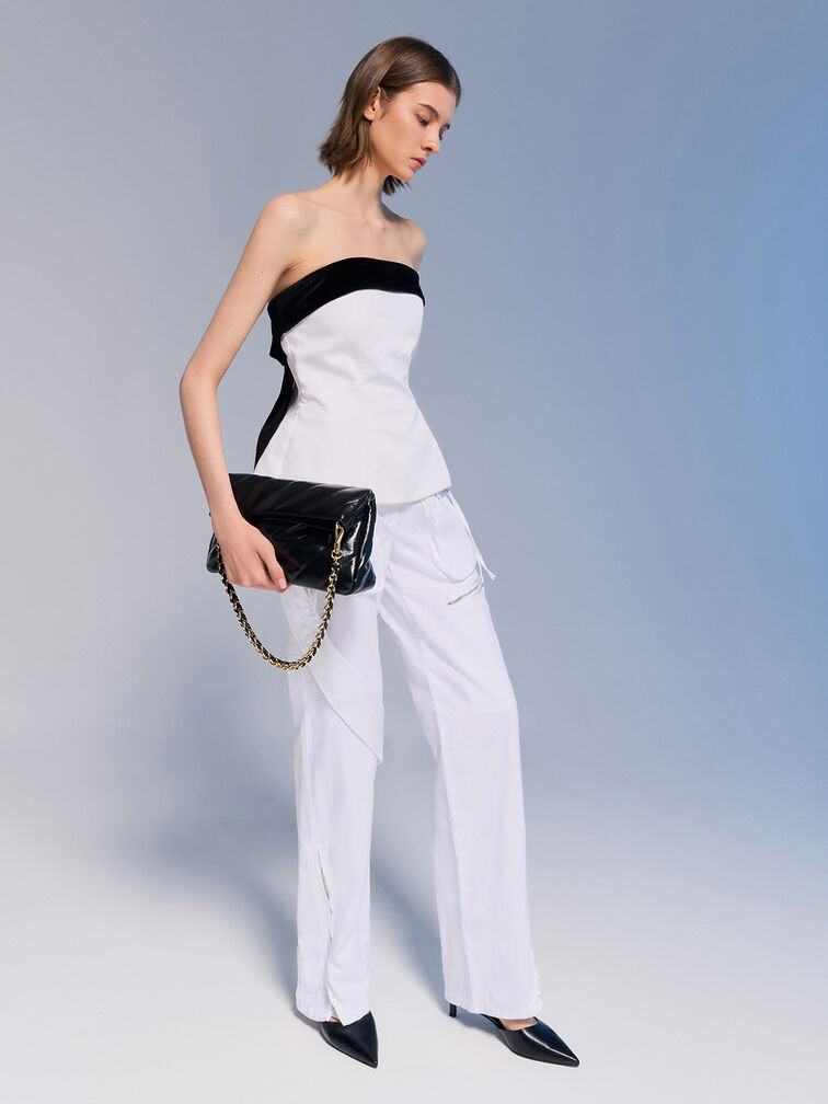 Fawn Panelled Chain-Handle Shoulder Bag, Black, hi-res
