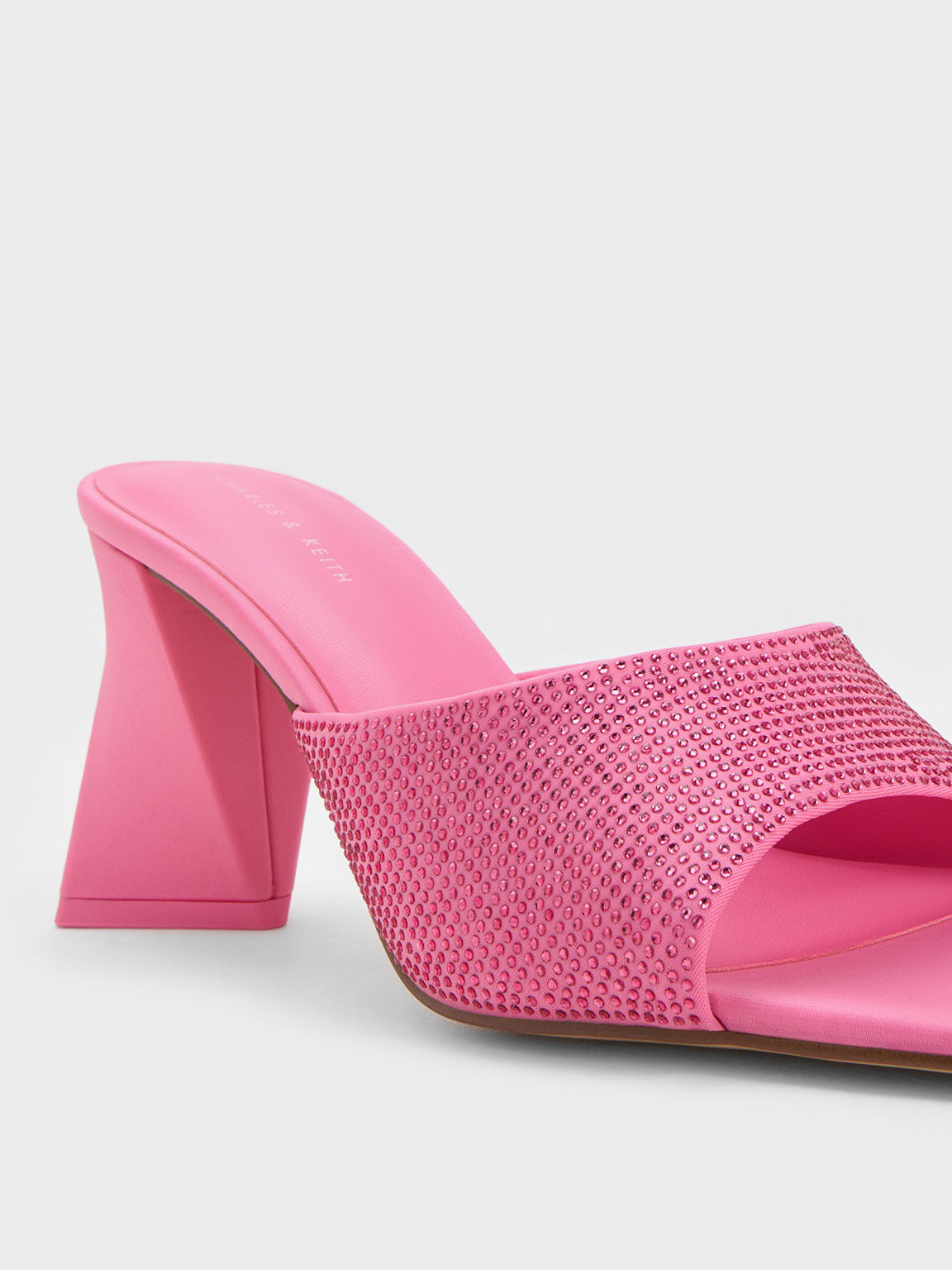 Pink mules block heel store