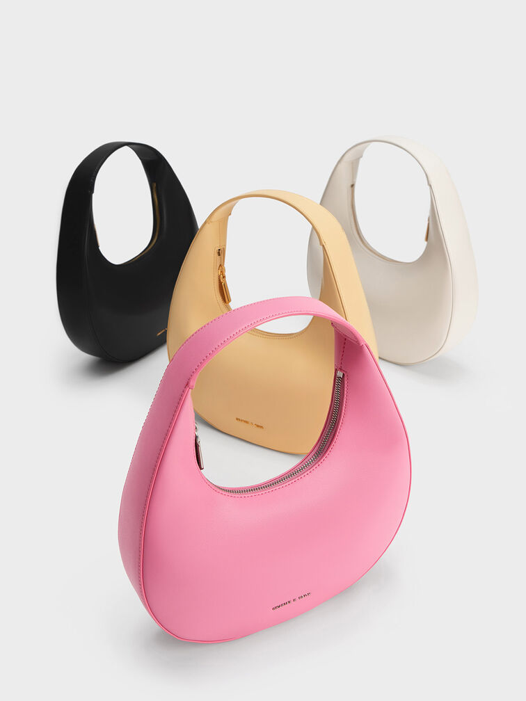 Half-Moon Shoulder Bag, Black, hi-res