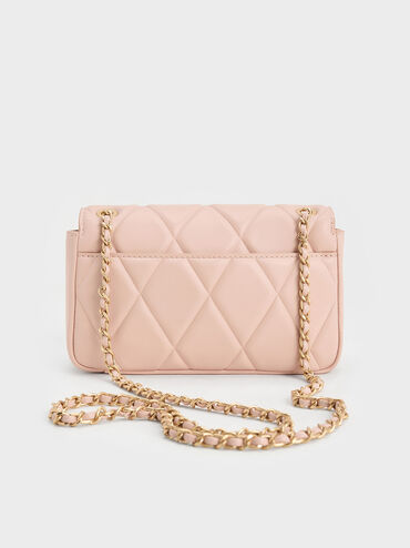 Arwen Diamond-Quilt Shoulder Bag, Light Pink, hi-res