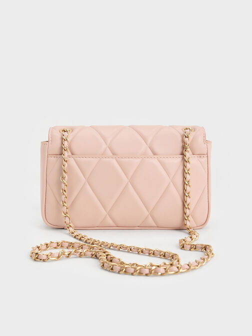 Arwen Diamond-Quilt Shoulder Bag, Light Pink, hi-res
