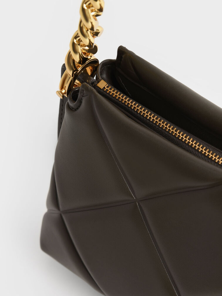 Danika Chunky Chain Padded Bag, Dark Moss, hi-res