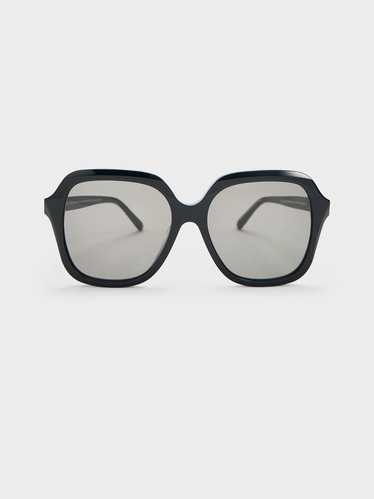 Izara Recycled Acetate Butterfly Sunglasses, Black, hi-res