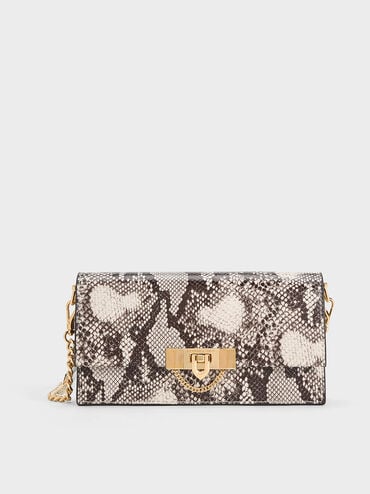 Tallulah Snake-Print Push-Lock Wallet, Ivory, hi-res