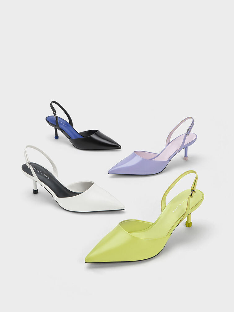 Sculptural Heel Slingback Pumps, Black, hi-res
