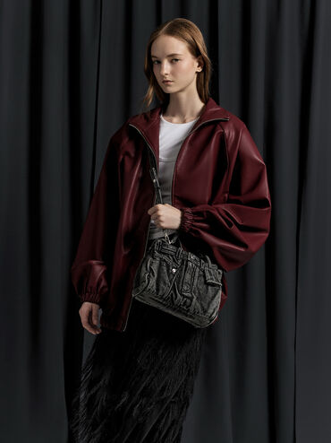 Arita Denim Jeans Top Handle Bag, Denim Noir, hi-res