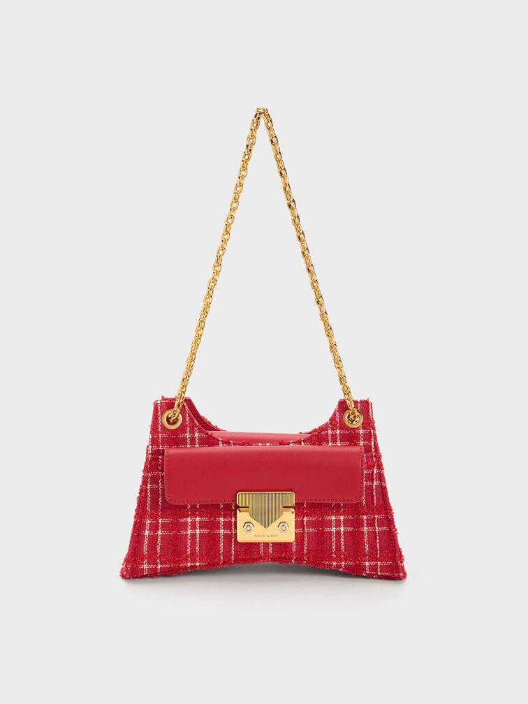 Eudora Tweed Sculptural Bag, Red, hi-res