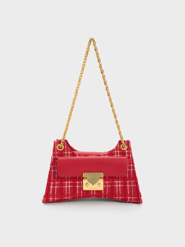 Eudora Tweed Sculptural Bag, Red, hi-res