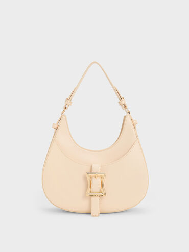 Xanthe Hobo Bag, Beige, hi-res