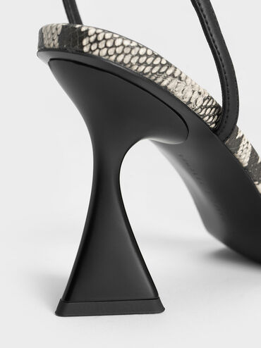Snake-Print Ankle Strap Sandals, Animal Print Natural, hi-res