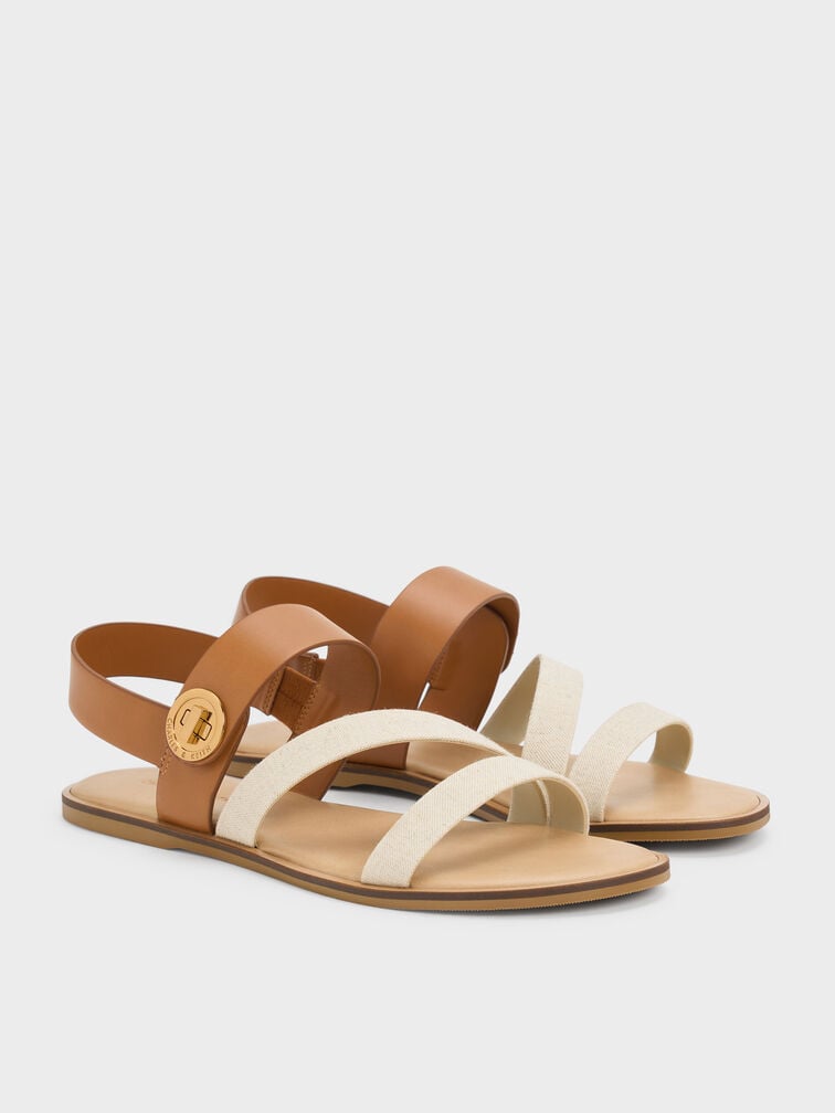 Yara Turn Lock Strappy Sandals, Caramel, hi-res