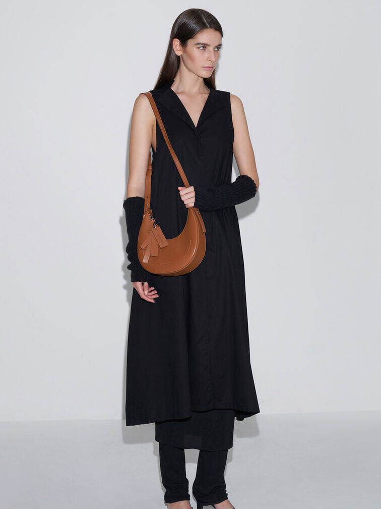Carey Crescent Hobo Bag, Tan, hi-res