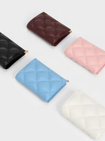 Gemma Quilted Card Holder, White, hi-res
