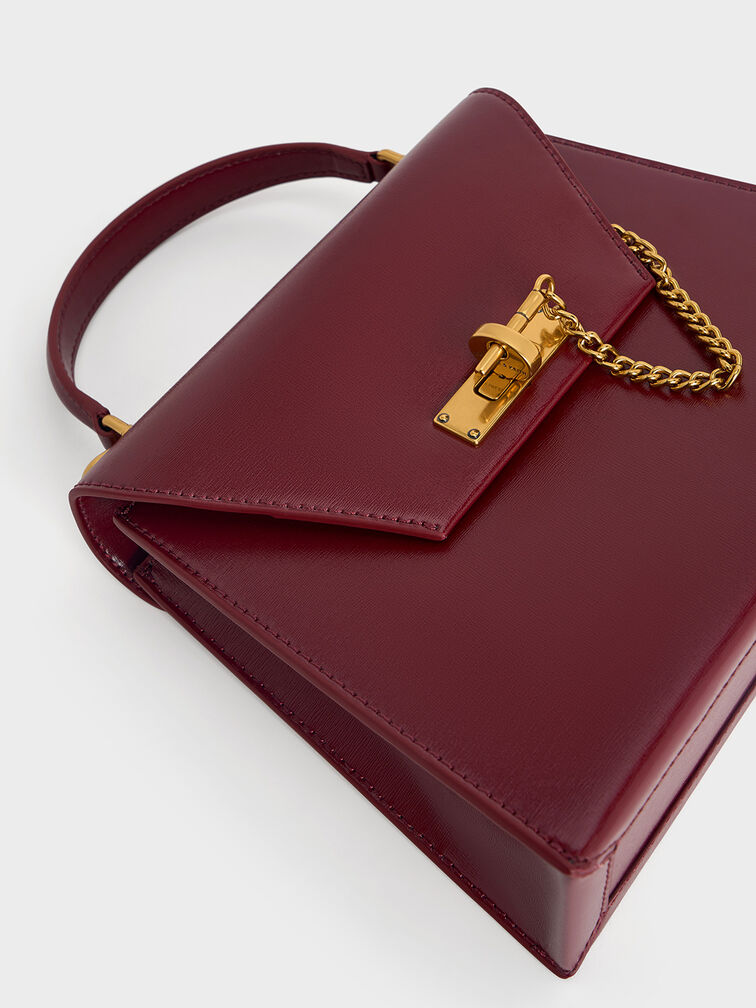 Samantha Envelope Top Handle Bag, Burgundy, hi-res