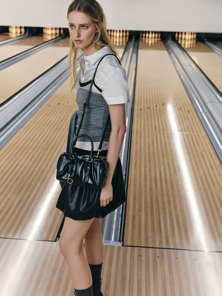 Britton Top Handle Tote Bag, Black, hi-res