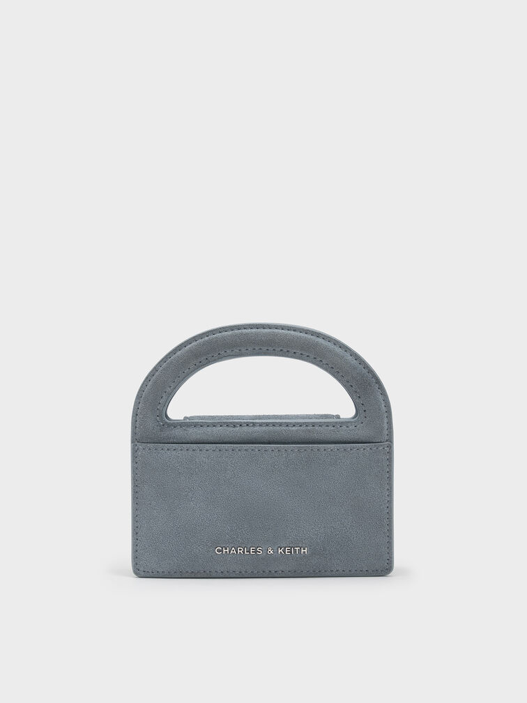 Reese Bow Top Handle Wristlet, Smoky Blue, hi-res