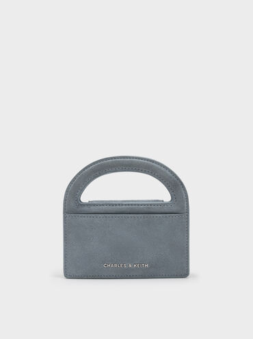 Reese Bow Top Handle Wristlet, Smoky Blue, hi-res