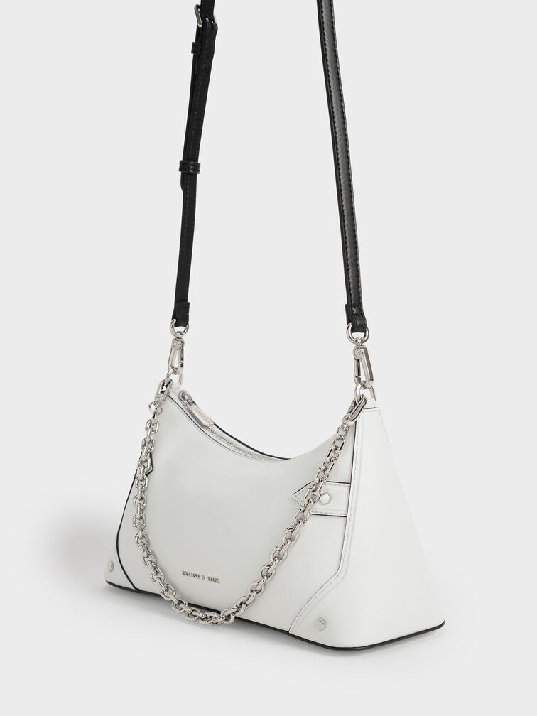 Chain Handle Crossbody Bag, White, hi-res