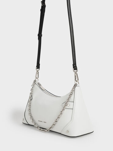 Chain Handle Crossbody Bag, White, hi-res