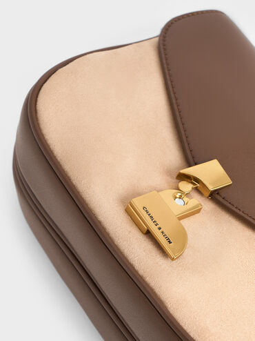 Aurelia Faux Suede Metallic-Accent Saddle Bag, Multi, hi-res