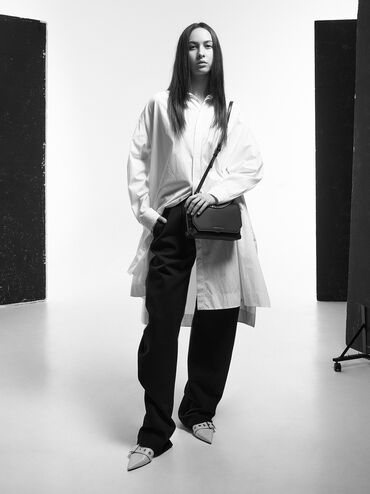 Clea Chain-Handle Bag, Noir, hi-res