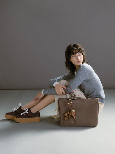 XL Zephyr Tassel Tote Bag, Stone Grey, hi-res