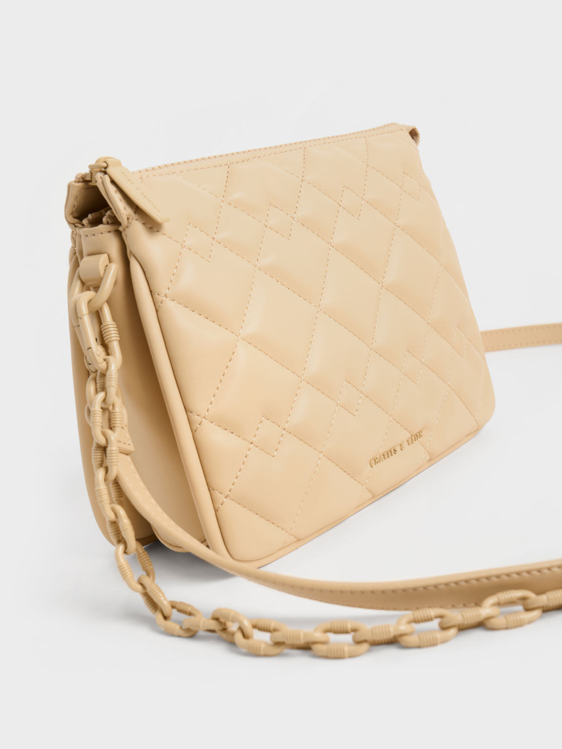 Beige Lana Quilted Shoulder Bag CHARLES KEITH IN