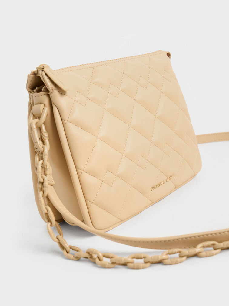 Lana Quilted Shoulder Bag, Beige, hi-res