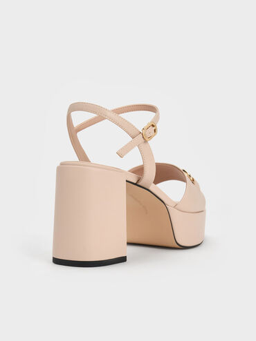 Leslie Metallic Accent Platform Slingback Sandals, Nude, hi-res