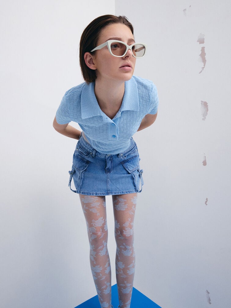 Maeva Recycled Acetate Cat-Eye Sunglasses, Chalk, hi-res