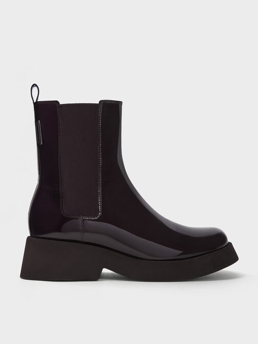 Giselle Patent Chelsea Boots, Maroon, hi-res