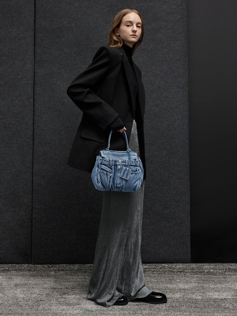 Arita Denim Jeans Top Handle Bag, Denim Blue, hi-res