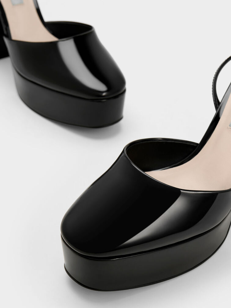 Patent Platform Ankle-Strap Pumps, Black Patent, hi-res