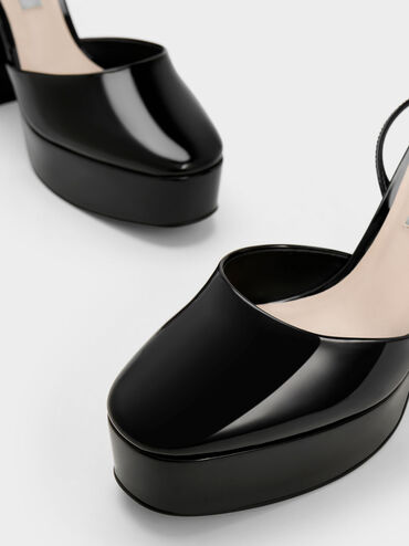 Patent Platform Ankle-Strap Pumps, Black Patent, hi-res