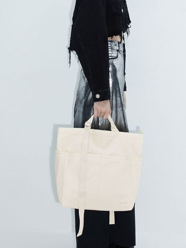 Soleil Nylon Tote Bag, Cream, hi-res