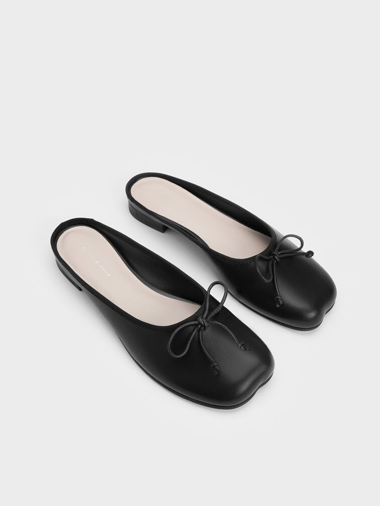 Bow Slip-On Flats, Black, hi-res