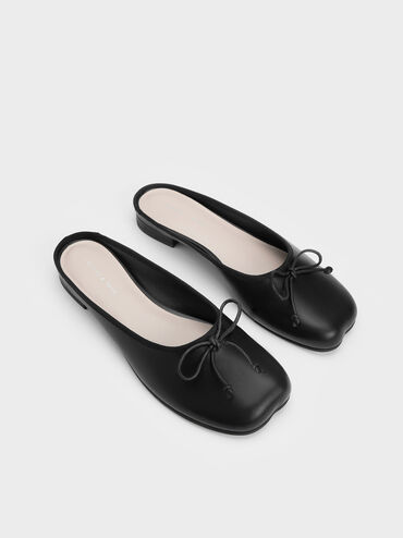 Bow Slip-On Flats, Black, hi-res