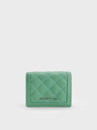 Micaela Quilted Card Holder, Green, hi-res