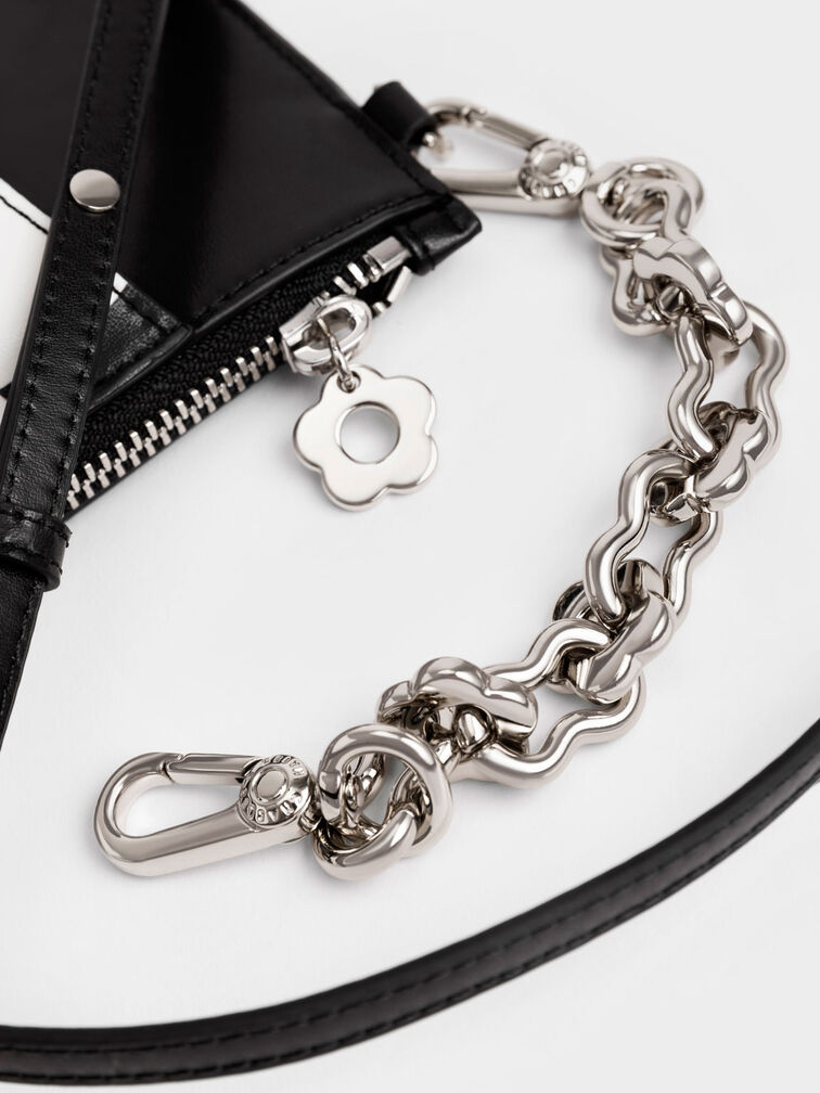 Minka Chain-Handle Checkered Card Holder, Black, hi-res