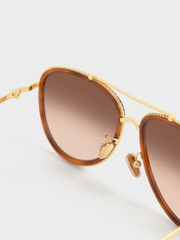 Recycled Acetate Gradient Tint Aviator Sunglasses, T. Shell, hi-res
