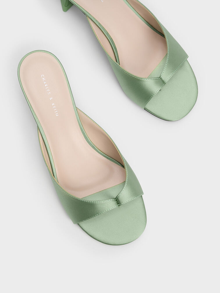 Recycled Polyester Sculptural Heel Thong Sandals, Green, hi-res