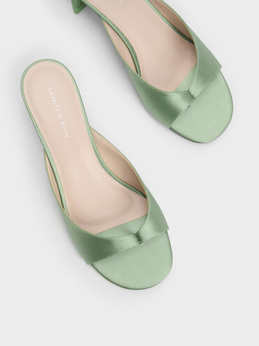 Recycled Polyester Sculptural Heel Thong Sandals, Green, hi-res