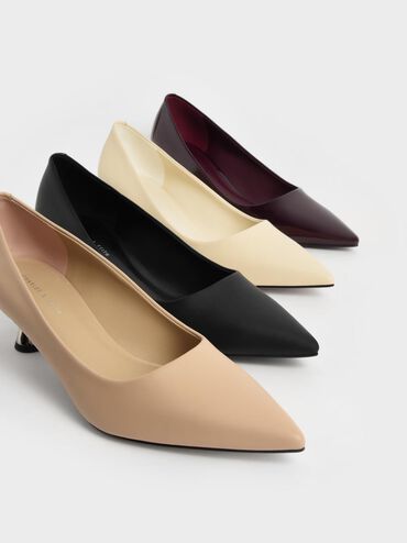 Patent Spool Heel Pumps, Maroon, hi-res
