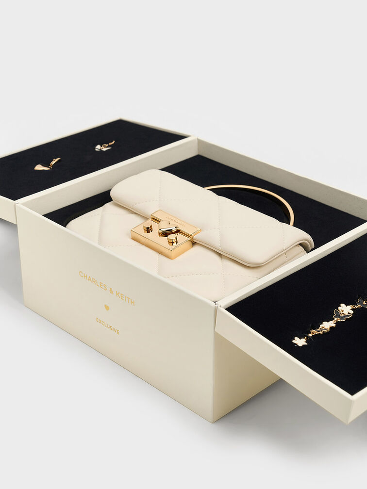 Quilted Boxy Top Handle Bag, Cream, hi-res