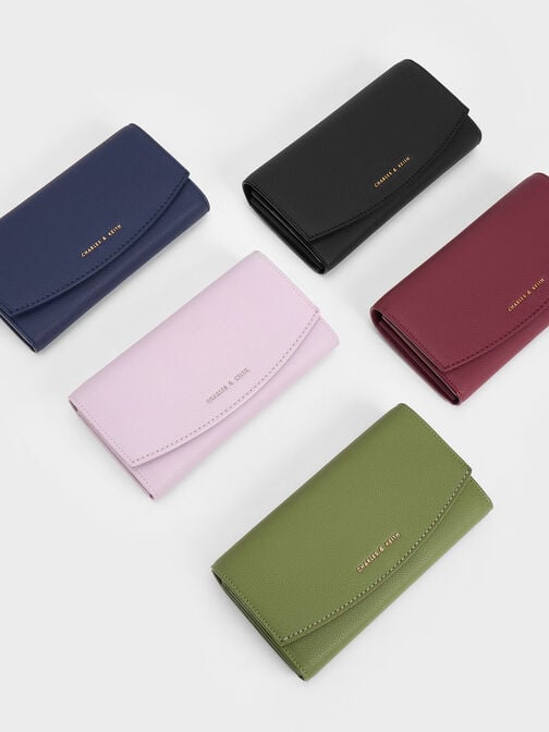 Curved Flap Long Wallet, Pistachio, hi-res