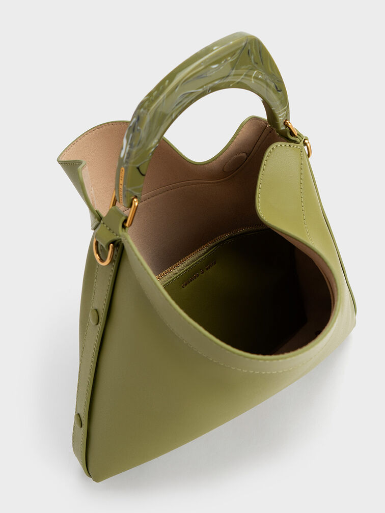 Marlin Acrylic Handle Hobo Bag, Olive, hi-res